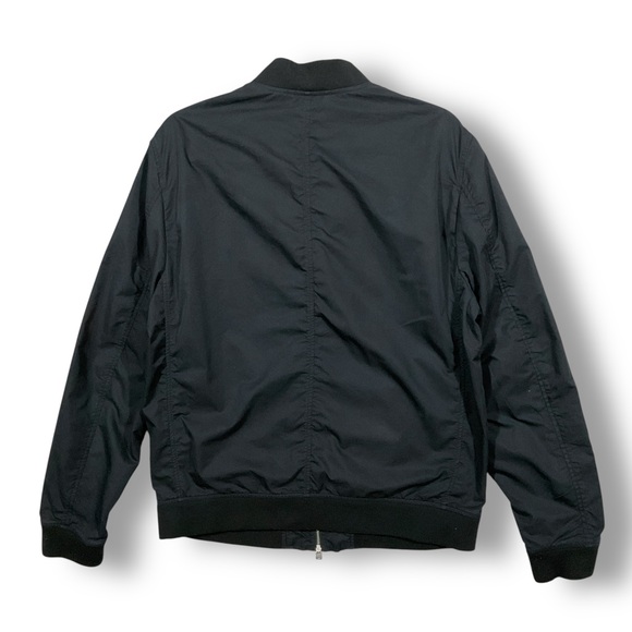 All Saints Mens Bomber Jacket Sz L Lightweight Cotton Moto Black Outdoor - Picture 7 of 13